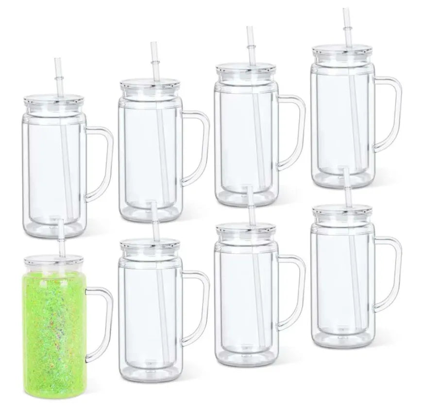 16 oz snowglobe acrylic tumbler with handles